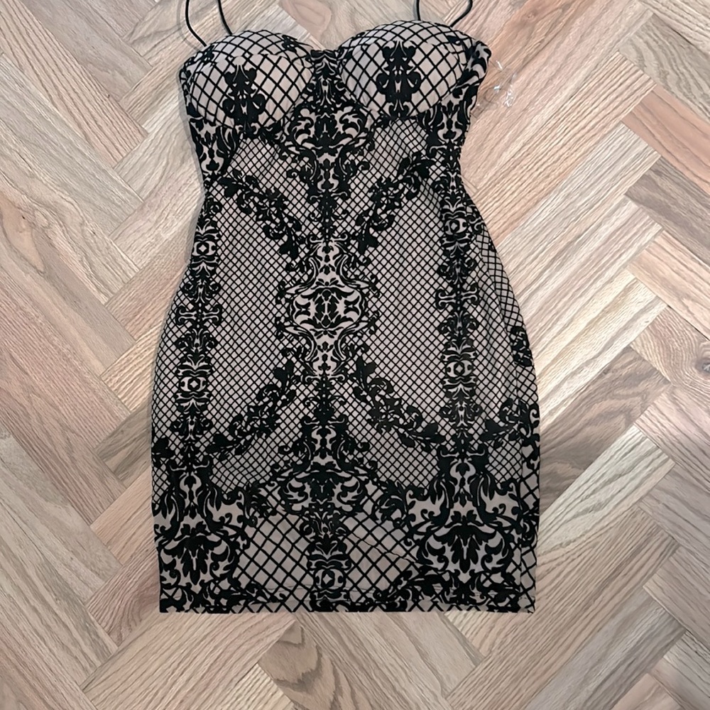 Flocked velvet mini dress